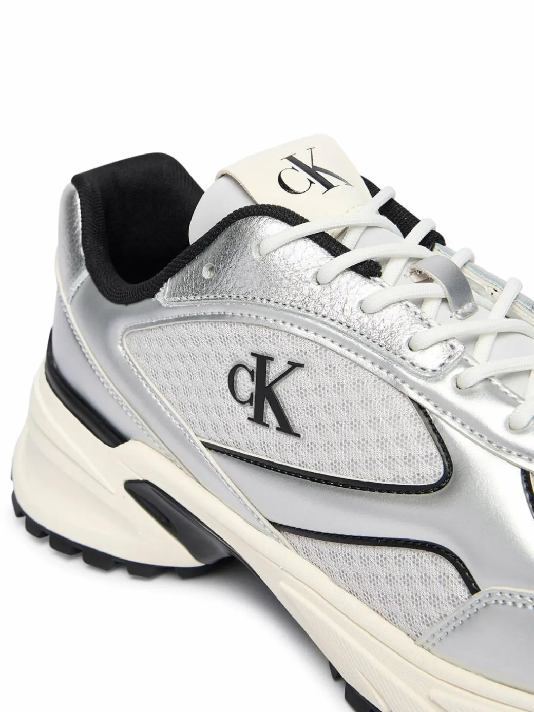 Sneakers Hike Runner Laceup Mesh Mix Met YM0YM01402 Argento