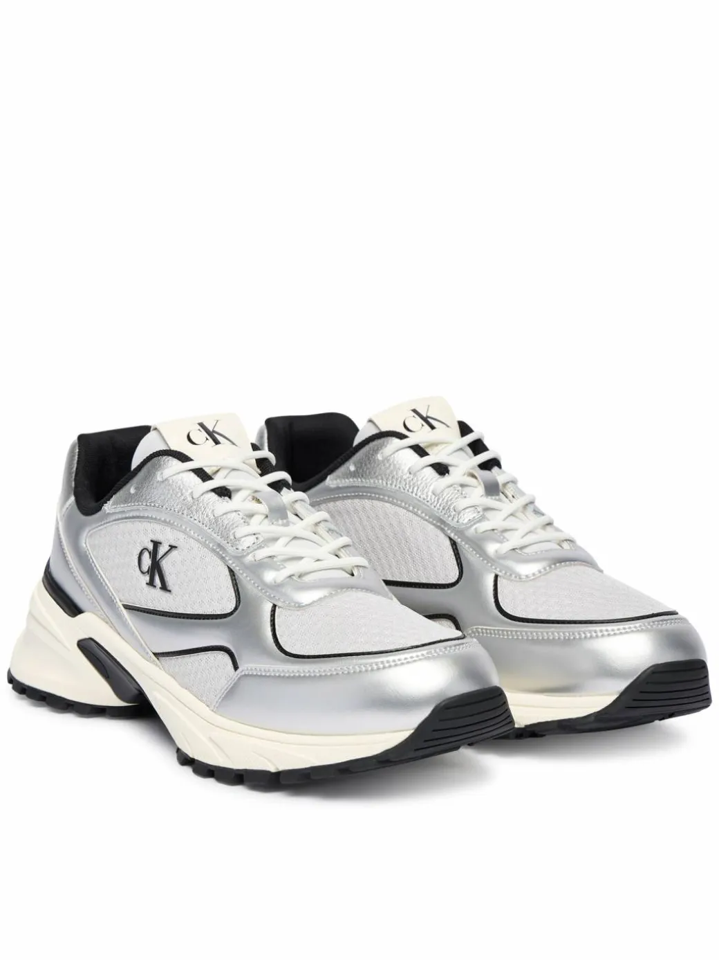 Sneakers Hike Runner Laceup Mesh Mix Met YM0YM01402 Argento