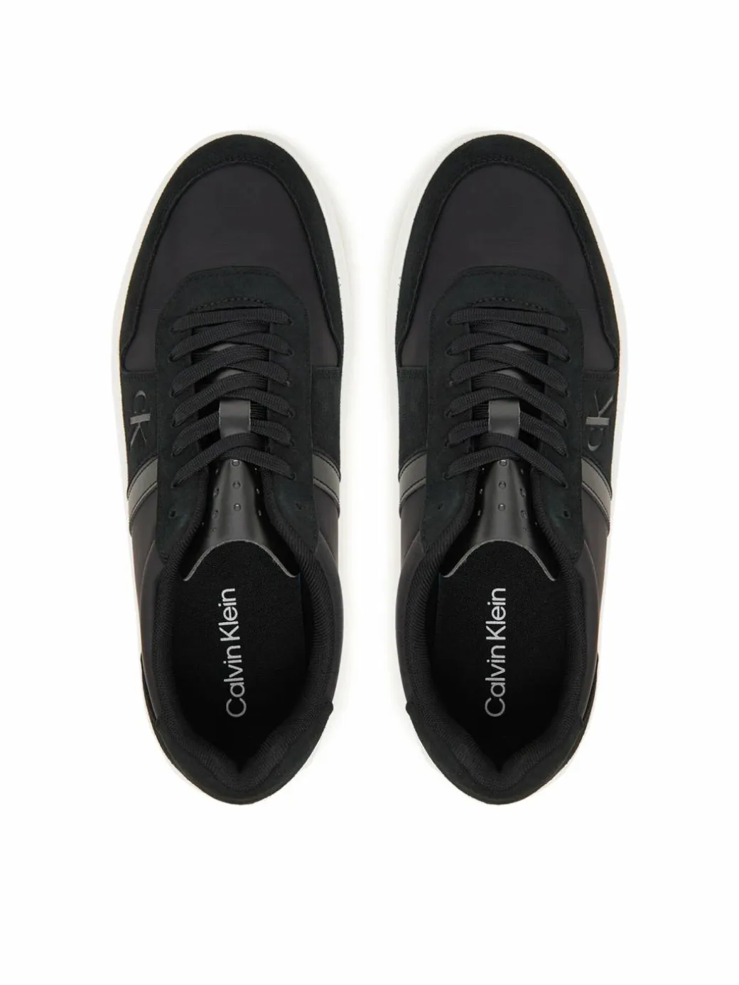 Sneakers Mixed Texture Lace Up Cupsole Trainers YM0YM01395 Nero