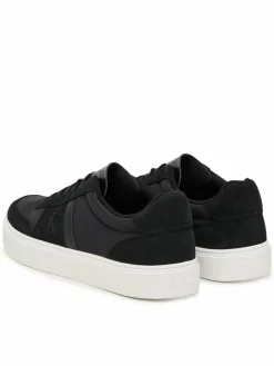 Sneakers Mixed Texture Lace Up Cupsole Trainers YM0YM01395 Nero
