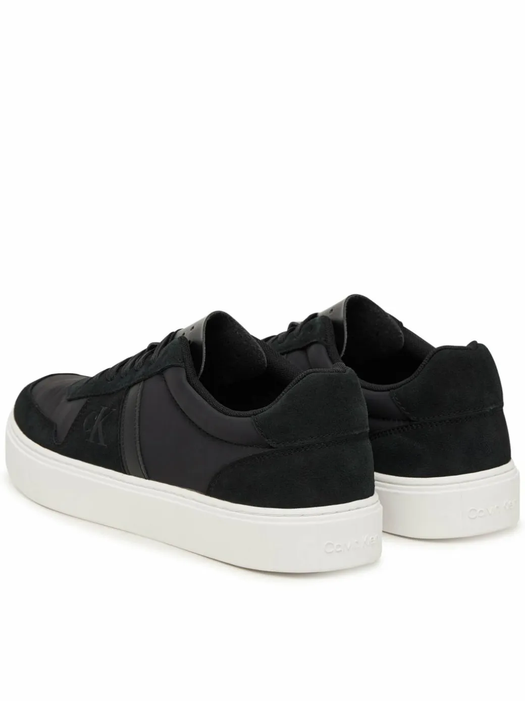 Sneakers Mixed Texture Lace Up Cupsole Trainers YM0YM01395 Nero