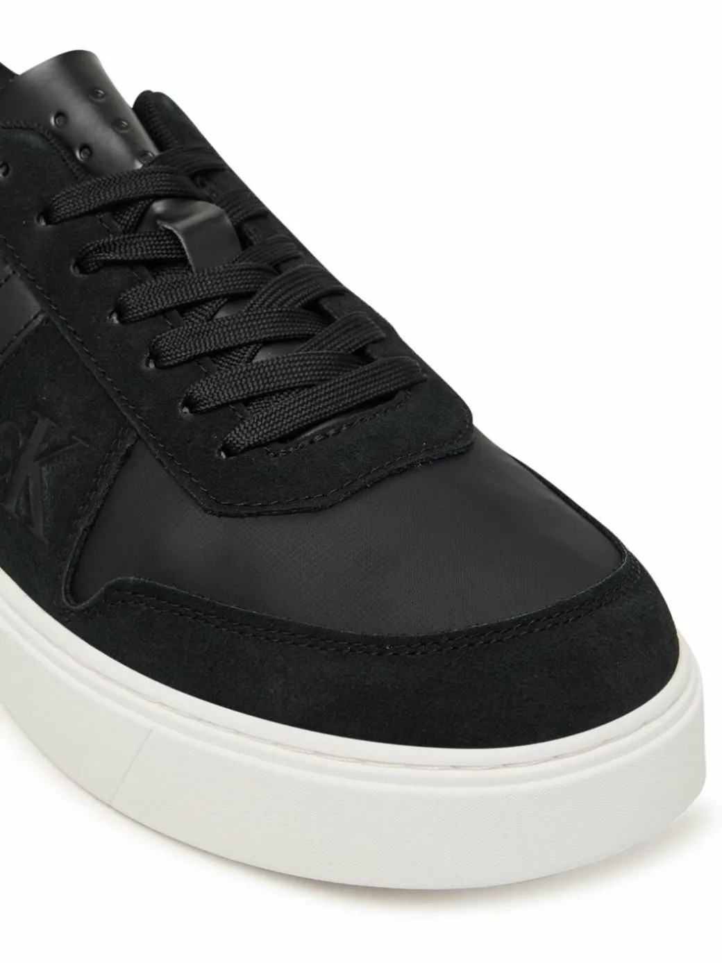 Sneakers Mixed Texture Lace Up Cupsole Trainers YM0YM01395 Nero