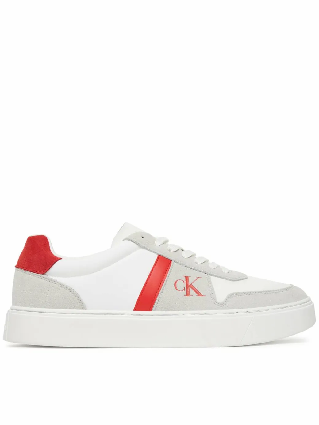 Sneakers Mixed Texture Lace Up Cupsole Trainers YM0YM01395 Bianco